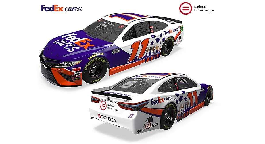 Denny Hamlin Unveils FedEx Cares Paint Scheme Promoting Project Ready with the National Urban